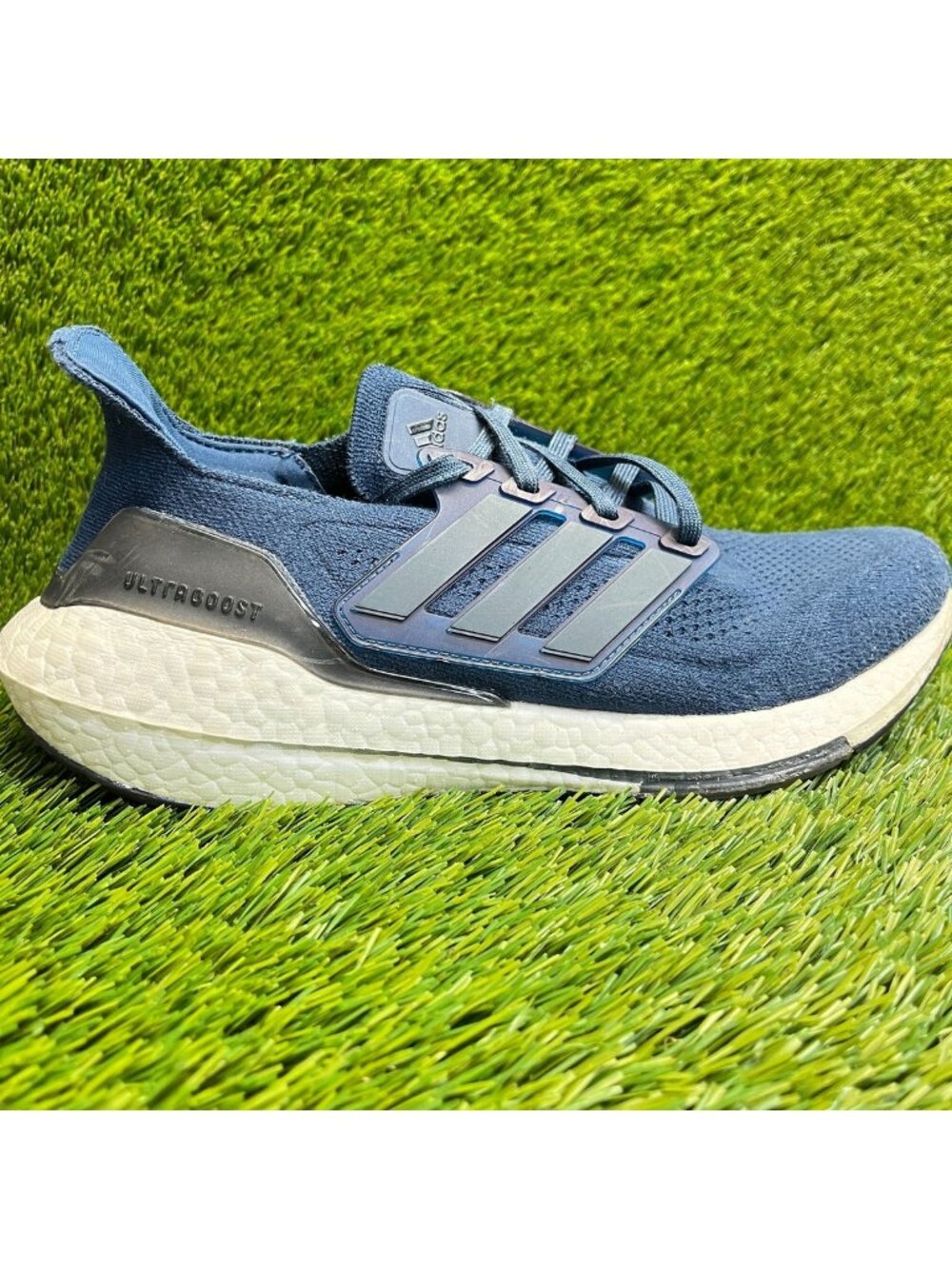 Adidas UltraBoost 21 Mens Size 8.5 Blue White Athletic Running Shoes Sneakers